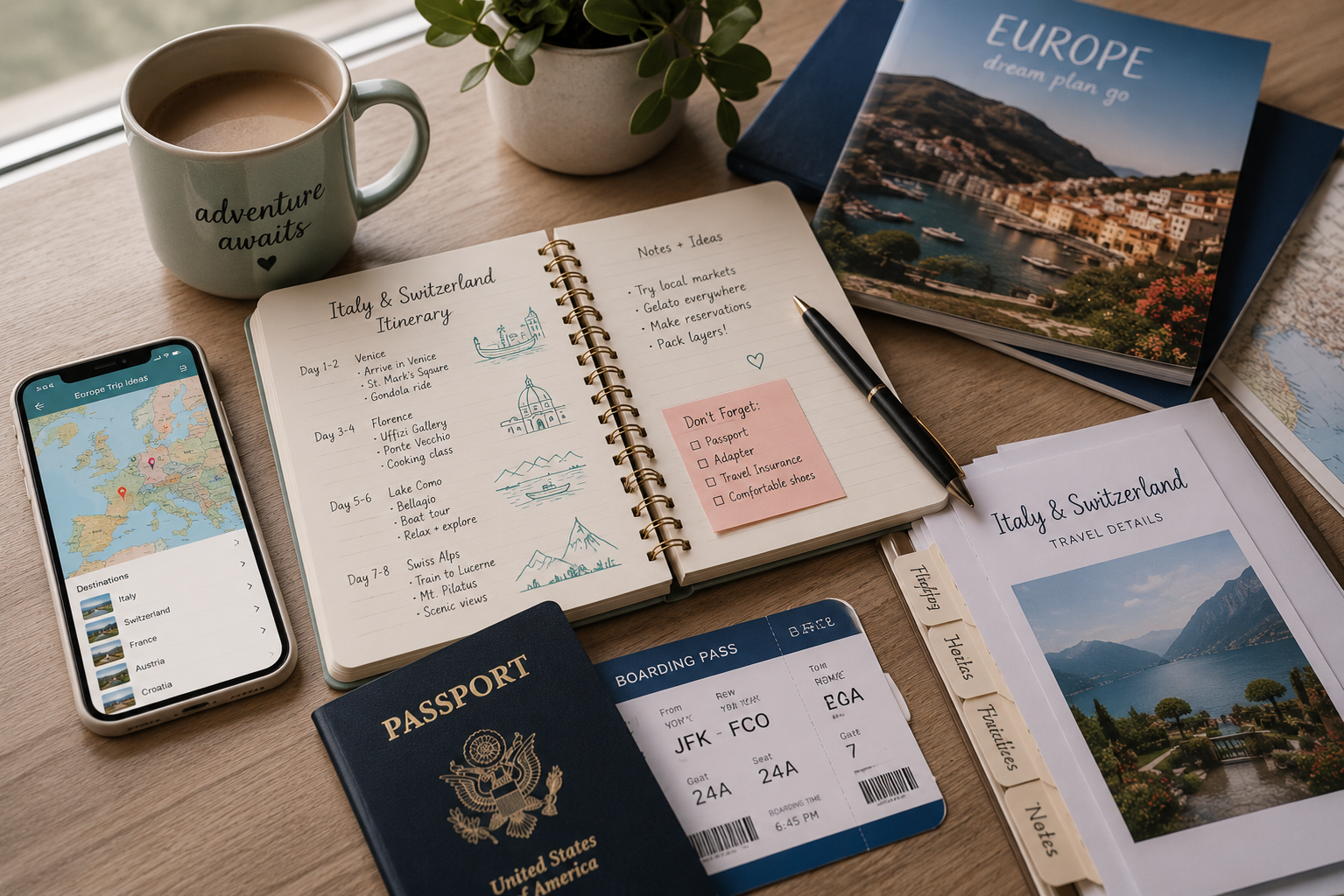 Travel itinerary being designed